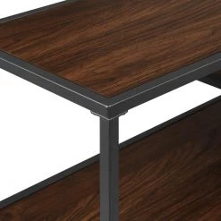 42 in. Dark Walnut/Black Metal Modern Rectangle Console Table with 2-Shelves by Welwick Designs -Deals Welwick Designs Store dark walnut black metal welwick designs console tables hd9269 a0 1000