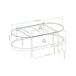 43 in. Dark Walnut/Black Wood Modern Oval Glass-Top Coffee Table with Shelf by Welwick Designs -Deals Welwick Designs Store dark walnut black welwick designs coffee tables hd9435 1f 1000
