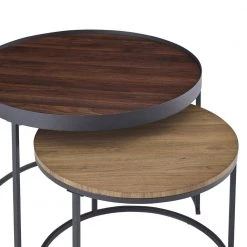 2-Piece 30 in. Dark Walnut/English Oak/Black Medium Round Wood Coffee Table Set with Nesting Tables by Welwick Designs -Deals Welwick Designs Store dark walnut english oak welwick designs nesting tables hd8361 1d 1000