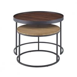 2-Piece 30 in. Dark Walnut/English Oak/Black Medium Round Wood Coffee Table Set with Nesting Tables by Welwick Designs -Deals Welwick Designs Store dark walnut english oak welwick designs nesting tables hd8361 66 1000