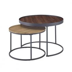 2-Piece 30 in. Dark Walnut/English Oak/Black Medium Round Wood Coffee Table Set with Nesting Tables by Welwick Designs -Deals Welwick Designs Store dark walnut english oak welwick designs nesting tables hd8361 77 1000