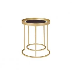 2-Piece Glass and Wood Dark Walnut Round Nesting Side Table Set by Welwick Designs -Deals Welwick Designs Store dark walnut gold welwick designs nesting tables hd9480 66 1000