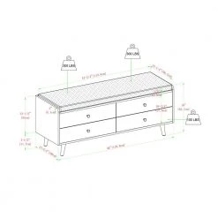 19 In. Dark Walnut and Gray Wood Faux Drawer Storage Bench with Polyester Linen Cushion by Welwick Designs -Deals Welwick Designs Store dark walnut grey welwick designs dining benches hd8633 40 1000