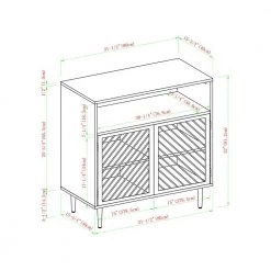 32 in. Dark Walnut Modern Metal Door Accent Cabinet by Welwick Designs -Deals Welwick Designs Store dark walnut welwick designs accent cabinets hd8244 40 1000