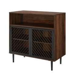 32 in. Dark Walnut Modern Metal Door Accent Cabinet by Welwick Designs -Deals Welwick Designs Store dark walnut welwick designs accent cabinets hd8244 66 1000