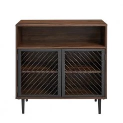 32 in. Dark Walnut Modern Metal Door Accent Cabinet by Welwick Designs -Deals Welwick Designs Store dark walnut welwick designs accent cabinets hd8244 77 1000