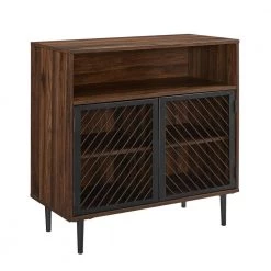 32 in. Dark Walnut Modern Metal Door Accent Cabinet by Welwick Designs -Deals Welwick Designs Store dark walnut welwick designs accent cabinets hd8244 a0 1000