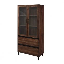 68" Glass Door Storage Hutch - Dark Walnut by Welwick Designs -Deals Welwick Designs Store dark walnut welwick designs accent cabinets hd8466 a0 1000