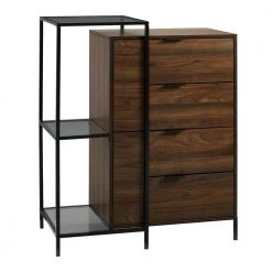 Dark Walnut Combined Wood Accent Cabinet Storage Chest and Glass Shelf by Welwick Designs -Deals Welwick Designs Store dark walnut welwick designs accent cabinets hd8901 66 1000