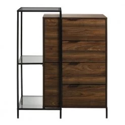 Dark Walnut Combined Wood Accent Cabinet Storage Chest and Glass Shelf by Welwick Designs -Deals Welwick Designs Store dark walnut welwick designs accent cabinets hd8901 77 1000