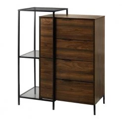 Dark Walnut Combined Wood Accent Cabinet Storage Chest and Glass Shelf by Welwick Designs -Deals Welwick Designs Store dark walnut welwick designs accent cabinets hd8901 a0 1000