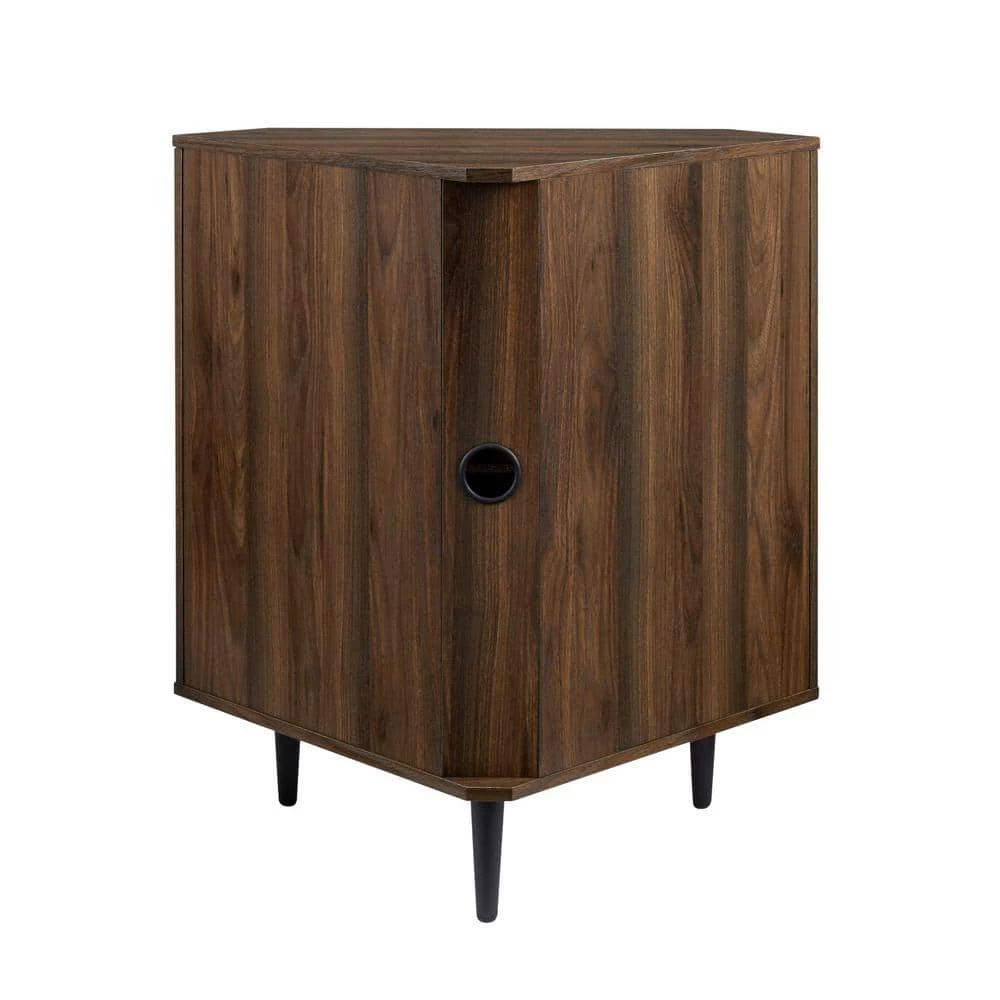 Dark Walnut Wood Modern 2-Door Corner Accent Cabinet by Welwick Designs 8 Dark Walnut Wood Modern 2-Door Corner Accent Cabinet by Welwick Designs - Image 8