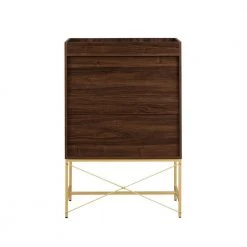 Dark Walnut Wood Modern Accent Cabinet with Metal Legs by Welwick Designs -Deals Welwick Designs Store dark walnut welwick designs accent cabinets hd9467 66 1000