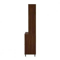 Dark Walnut Transitional Fluted-Door Bar Hutch with Stemware Racks by Welwick Designs -Deals Welwick Designs Store dark walnut welwick designs bar cabinets hd9378 40 1000
