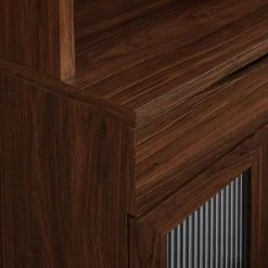 Dark Walnut Transitional Fluted-Door Bar Hutch with Stemware Racks by Welwick Designs -Deals Welwick Designs Store dark walnut welwick designs bar cabinets hd9378 44 1000
