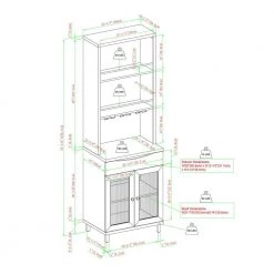 Dark Walnut Transitional Fluted-Door Bar Hutch with Stemware Racks by Welwick Designs -Deals Welwick Designs Store dark walnut welwick designs bar cabinets hd9378 fa 1000