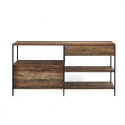58 in. Dark Walnut 1-Drawer 2-Door Storage Shelf by Welwick Designs -Deals Welwick Designs Store dark walnut welwick designs bookcases bookshelves hd8566 c3 1000
