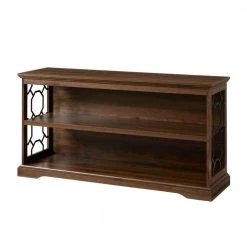 28 in. Dark Walnut Wood and Metal Detail 1 -Shelf Transitional Lateral Accent Bookcase with Adjustable Shelf by Welwick Designs -Deals Welwick Designs Store dark walnut welwick designs bookcases bookshelves hd8886 66 1000