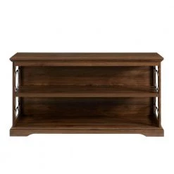 28 in. Dark Walnut Wood and Metal Detail 1 -Shelf Transitional Lateral Accent Bookcase with Adjustable Shelf by Welwick Designs -Deals Welwick Designs Store dark walnut welwick designs bookcases bookshelves hd8886 77 1000