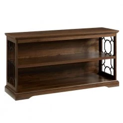 28 in. Dark Walnut Wood and Metal Detail 1 -Shelf Transitional Lateral Accent Bookcase with Adjustable Shelf by Welwick Designs -Deals Welwick Designs Store dark walnut welwick designs bookcases bookshelves hd8886 a0 1000