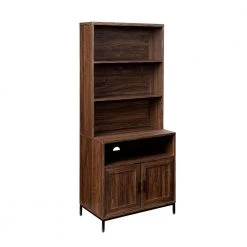 64 in. Dark Walnut Wood Modern Bookcase Hutch with Cabinet by Welwick Designs -Deals Welwick Designs Store dark walnut welwick designs bookcases bookshelves hd9201 66 1000