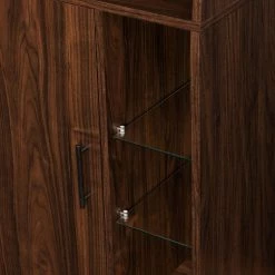 72 in. Dark Walnut Wooden 5-Shelf Modern Bookcase Hutch with Cabinet by Welwick Designs -Deals Welwick Designs Store dark walnut welwick designs bookcases bookshelves hd9453 4f 1000