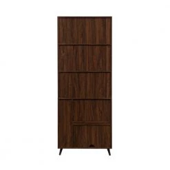 72 in. Dark Walnut Wooden 5-Shelf Modern Bookcase Hutch with Cabinet by Welwick Designs -Deals Welwick Designs Store dark walnut welwick designs bookcases bookshelves hd9453 66 1000