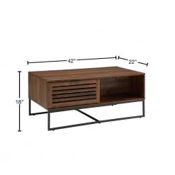 42 in. Dark Walnut/Black Large Rectangle MDF Coffee Table with Shelf by Welwick Designs -Deals Welwick Designs Store dark walnut welwick designs coffee tables hd8254 40 1000