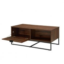 42 in. Dark Walnut/Black Large Rectangle MDF Coffee Table with Shelf by Welwick Designs -Deals Welwick Designs Store dark walnut welwick designs coffee tables hd8254 66 1000