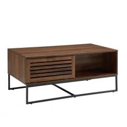 42 in. Dark Walnut/Black Large Rectangle MDF Coffee Table with Shelf by Welwick Designs -Deals Welwick Designs Store dark walnut welwick designs coffee tables hd8254 c3 1000