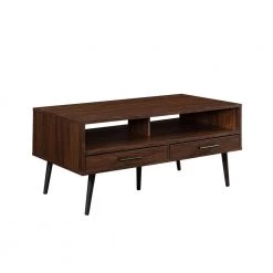 40 in. Dark Walnut Rectangle Wood Modern Coffee Table with 2 Drawers by Welwick Designs -Deals Welwick Designs Store dark walnut welwick designs coffee tables hd9337 1d 1000