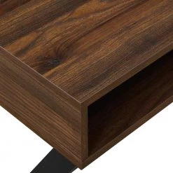 42 in. Rectangle Dark Walnut Wood and Glass X-Leg Computer Desk with 2-Cubbies by Welwick Designs -Deals Welwick Designs Store dark walnut welwick designs computer desks hd9100 1d 1000