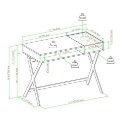 42 in. Rectangle Dark Walnut Wood and Glass X-Leg Computer Desk with 2-Cubbies by Welwick Designs -Deals Welwick Designs Store dark walnut welwick designs computer desks hd9100 40 1000