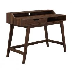 44 in. Rectangle Dark Walnut Wood Contemporary 1-Drawer Hutch Computer Desk by Welwick Designs -Deals Welwick Designs Store dark walnut welwick designs computer desks hd9102 77 1000