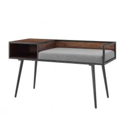 40" Modern Telephone Entry Bench - Brown with Grey Cushion by Welwick Designs -Deals Welwick Designs Store dark walnut welwick designs dining benches hd8260 a0 1000