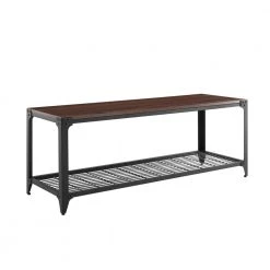 48 in. Dark Walnut Industrial Angle Iron Entry Bench by Welwick Designs 12 48 in. Dark Walnut Industrial Angle Iron Entry Bench by Welwick Designs -Deals Welwick Designs Store dark walnut welwick designs dining benches hd8264 66 1000