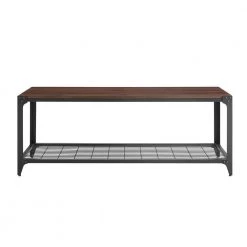 48 in. Dark Walnut Industrial Angle Iron Entry Bench by Welwick Designs 13 48 in. Dark Walnut Industrial Angle Iron Entry Bench by Welwick Designs -Deals Welwick Designs Store dark walnut welwick designs dining benches hd8264 77 1000
