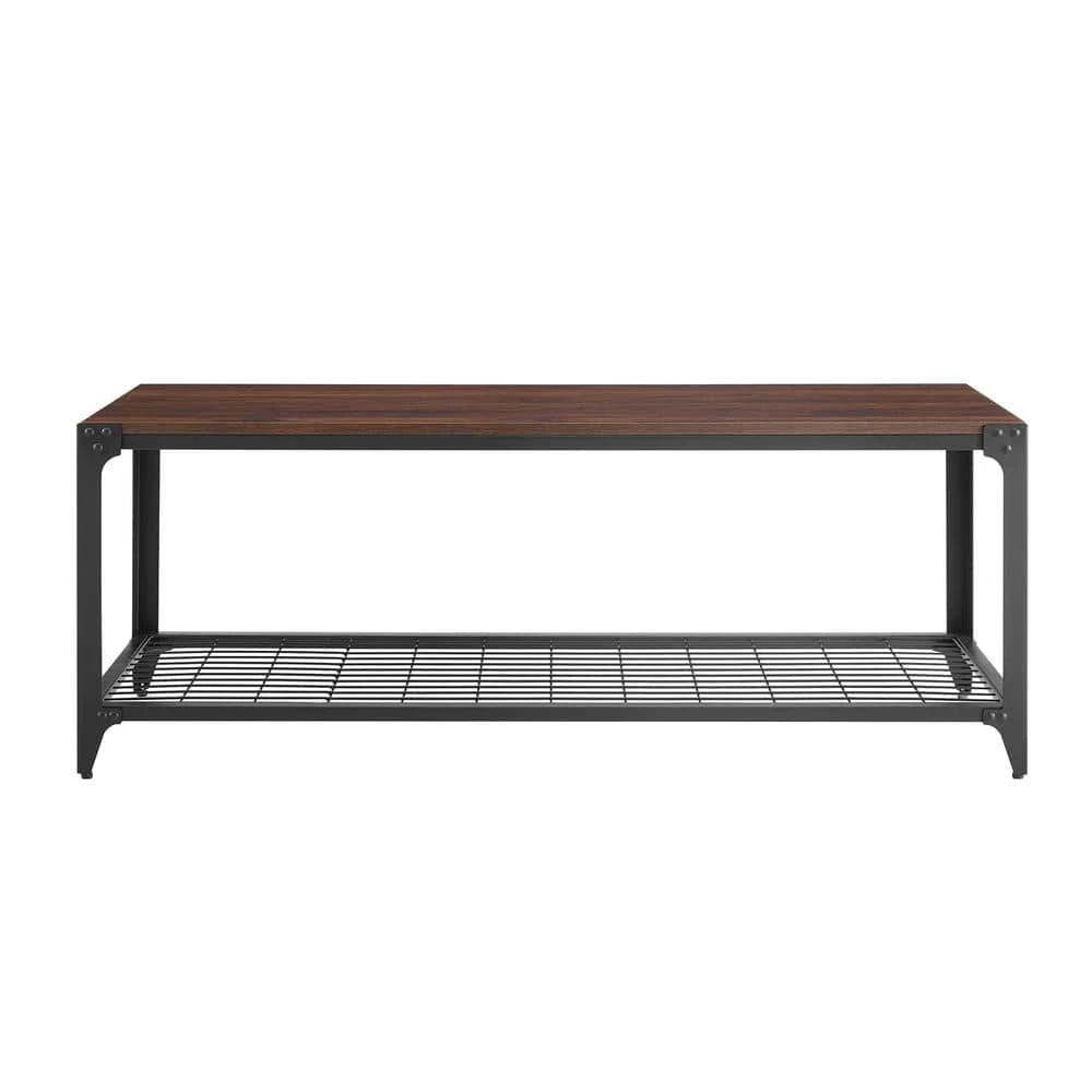 48 in. Dark Walnut Industrial Angle Iron Entry Bench by Welwick Designs 7 48 in. Dark Walnut Industrial Angle Iron Entry Bench by Welwick Designs - Image 7