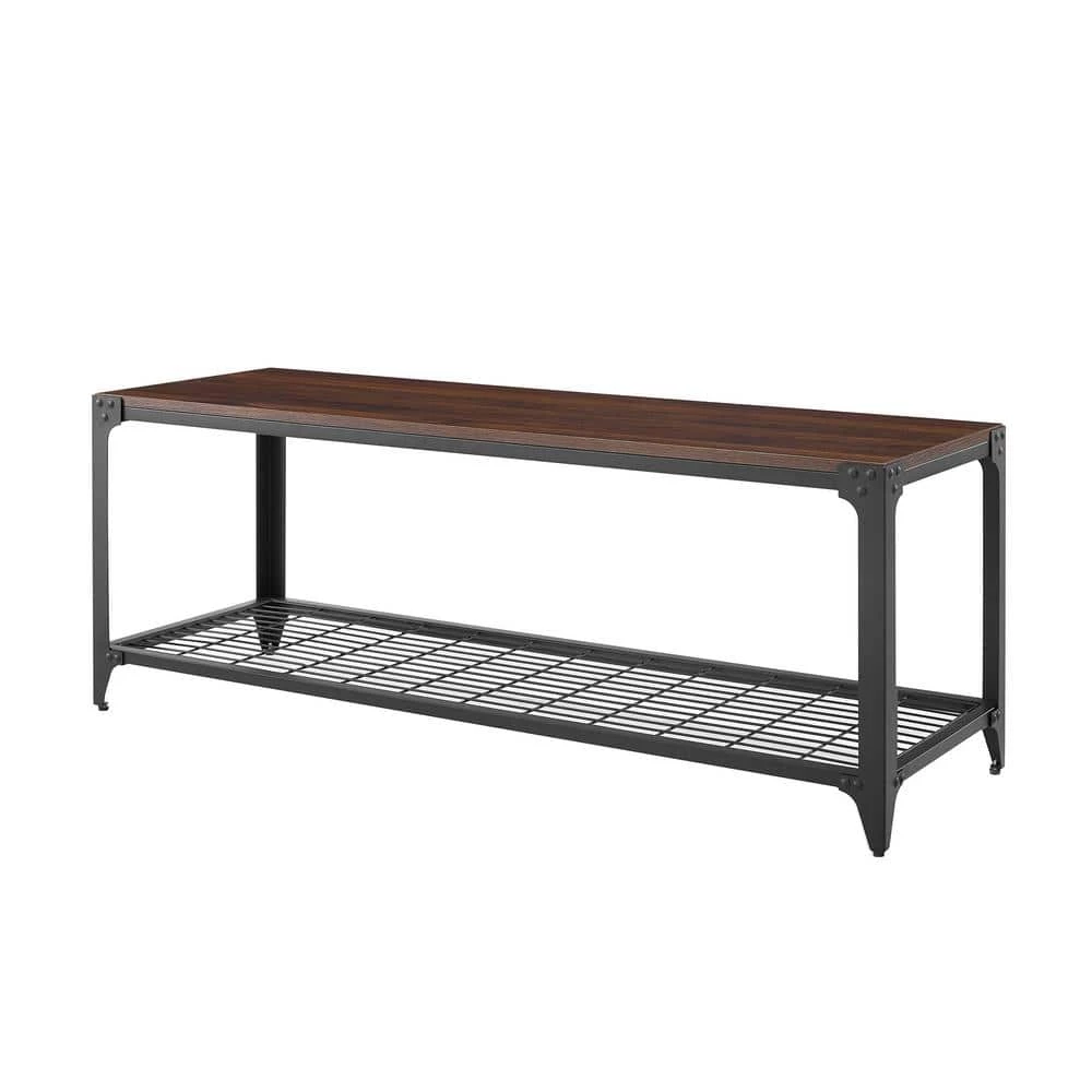 48 in. Dark Walnut Industrial Angle Iron Entry Bench by Welwick Designs 4 48 in. Dark Walnut Industrial Angle Iron Entry Bench by Welwick Designs - Image 4