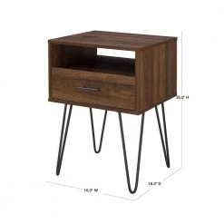Modern Dark Walnut 1-Drawer Hairpin Leg Side Table by Welwick Designs -Deals Welwick Designs Store dark walnut welwick designs end side tables hd8132 4f 1000
