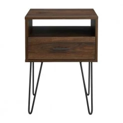 Modern Dark Walnut 1-Drawer Hairpin Leg Side Table by Welwick Designs -Deals Welwick Designs Store dark walnut welwick designs end side tables hd8132 a0 1000