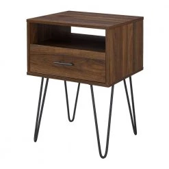 Modern Dark Walnut 1-Drawer Hairpin Leg Side Table by Welwick Designs -Deals Welwick Designs Store dark walnut welwick designs end side tables hd8132 c3 1000