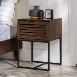 18 in. Dark Walnut Modern Slat Door Side Table by Welwick Designs -Deals Welwick Designs Store dark walnut welwick designs end side tables hd8235 31 1000