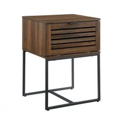 18 in. Dark Walnut Modern Slat Door Side Table by Welwick Designs -Deals Welwick Designs Store dark walnut welwick designs end side tables hd8235 66 1000