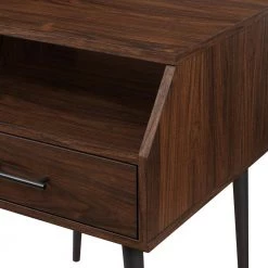 18 in. Dark Walnut Angled Rectangle Wood Modern End Table with 1-Drawer by Welwick Designs -Deals Welwick Designs Store dark walnut welwick designs end side tables hd9281 1d 1000