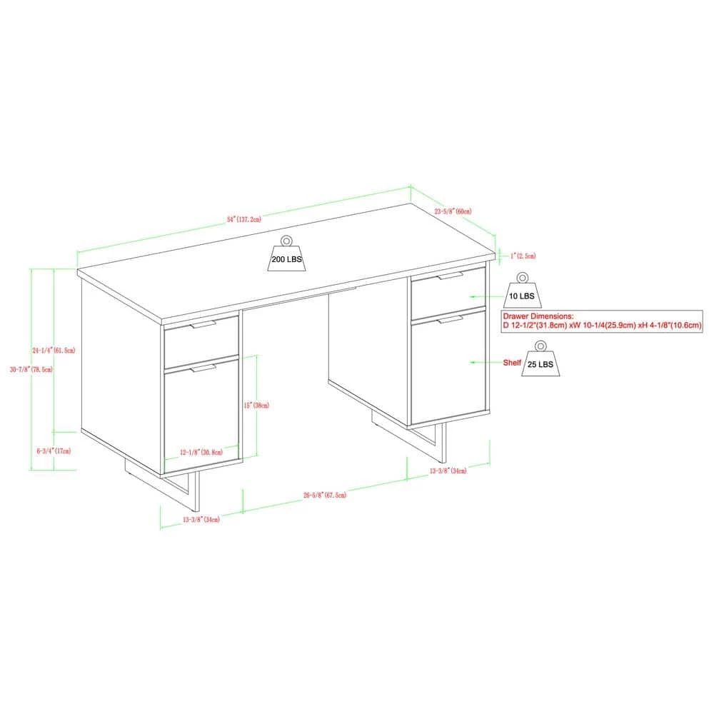 54 in. Rectangular Dark Walnut Wood and Metal 2-Drawer Double Sided Executive Desk by Welwick Designs 3 54 in. Rectangular Dark Walnut Wood and Metal 2-Drawer Double Sided Executive Desk by Welwick Designs - Image 3