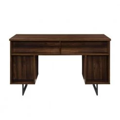 54 in. Rectangular Dark Walnut Wood and Metal 2-Drawer Double Sided Executive Desk by Welwick Designs 22 54 in. Rectangular Dark Walnut Wood and Metal 2-Drawer Double Sided Executive Desk by Welwick Designs -Deals Welwick Designs Store dark walnut welwick designs executive desks hd8685 44 1000