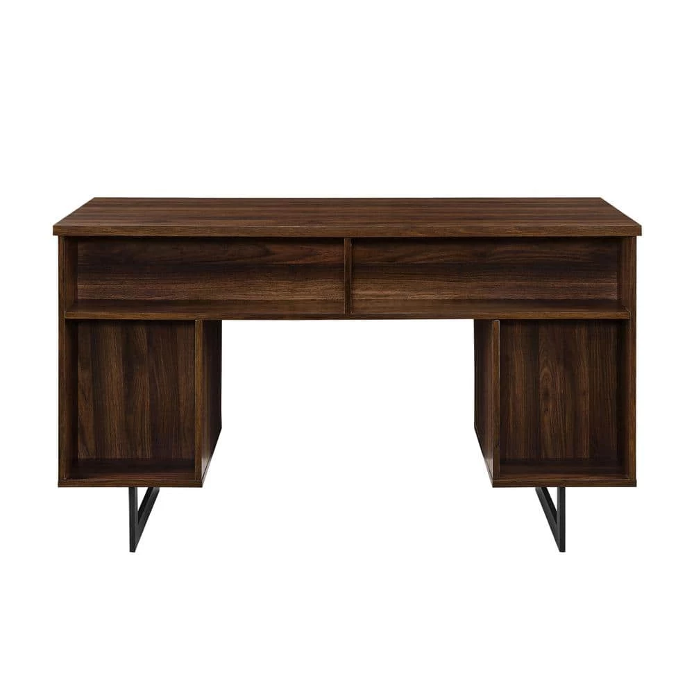 54 in. Rectangular Dark Walnut Wood and Metal 2-Drawer Double Sided Executive Desk by Welwick Designs 11 54 in. Rectangular Dark Walnut Wood and Metal 2-Drawer Double Sided Executive Desk by Welwick Designs - Image 11