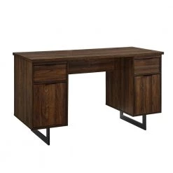 54 in. Rectangular Dark Walnut Wood and Metal 2-Drawer Double Sided Executive Desk by Welwick Designs 19 54 in. Rectangular Dark Walnut Wood and Metal 2-Drawer Double Sided Executive Desk by Welwick Designs -Deals Welwick Designs Store dark walnut welwick designs executive desks hd8685 c3 1000