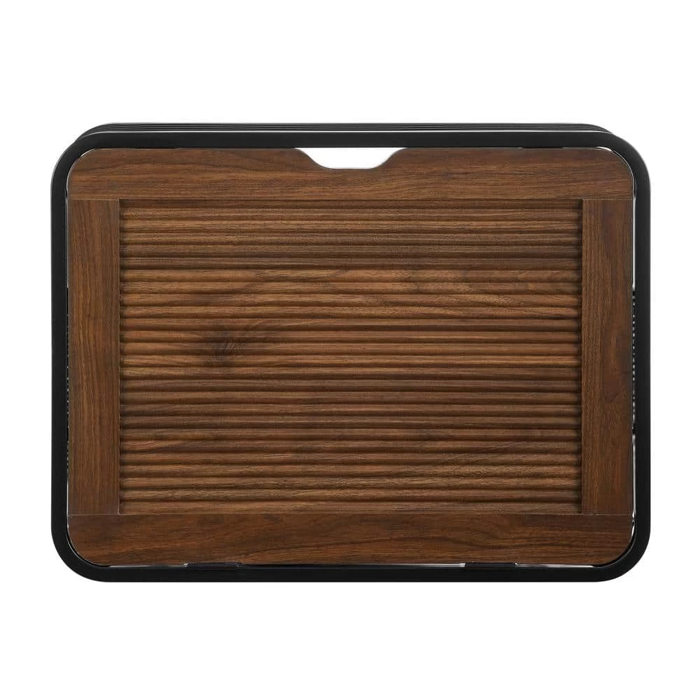 24 in. Dark Walnut Wood and Metal Floating Wall Mount Desk by Welwick Designs 5 24 in. Dark Walnut Wood and Metal Floating Wall Mount Desk by Welwick Designs - Image 5